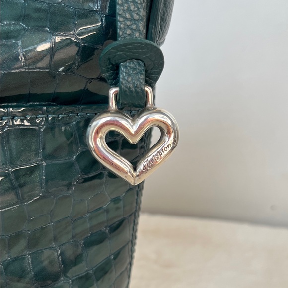 NWOT Brighton Dark Green Croc-Embossed Shoulder Bag - Picture 3 of 9